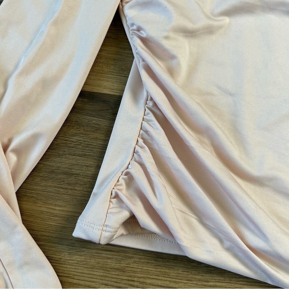 Melrose & Market Square Neck Long Sleeve Ruching Stretch Pleat Office‎ Pink XL - Picture 5 of 11